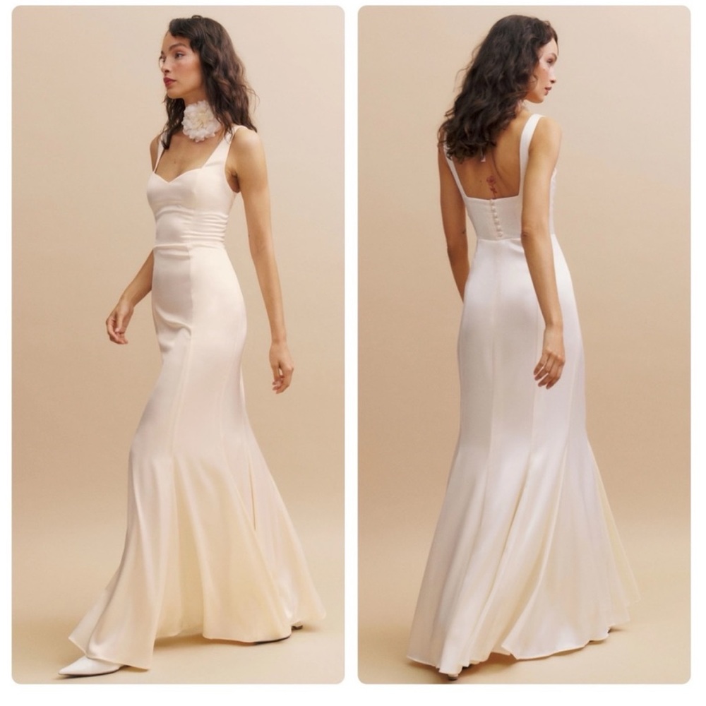 Reformation Cream Satin Maxi Dress